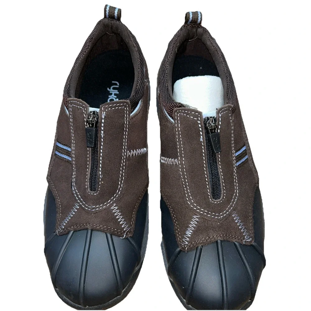 Ryka Women's Zip Front Brown Rain Duck Slip On‎ Shoe Size 8W